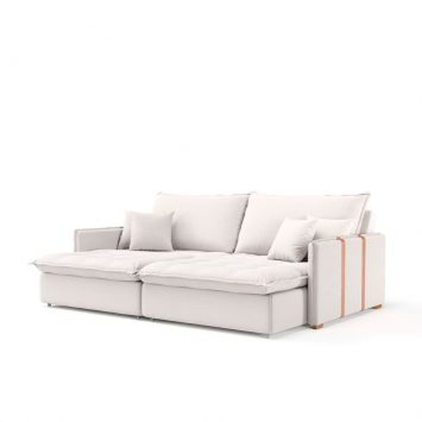 Sofá Retrátil Sem Caixa 3 lugares Solomons Linho Cru 214 cm
