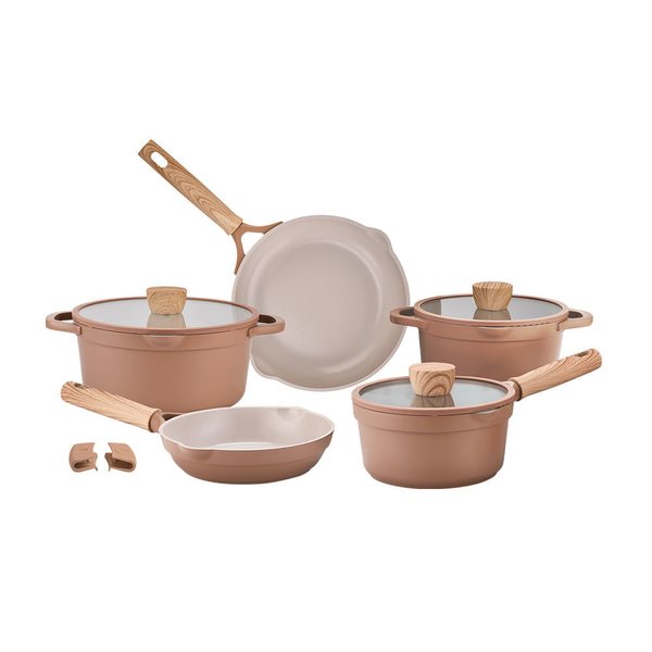 Jogo de Panelas com Indução Brinox Duna Antiaderente Ceramic Life 5 Peças Terracota