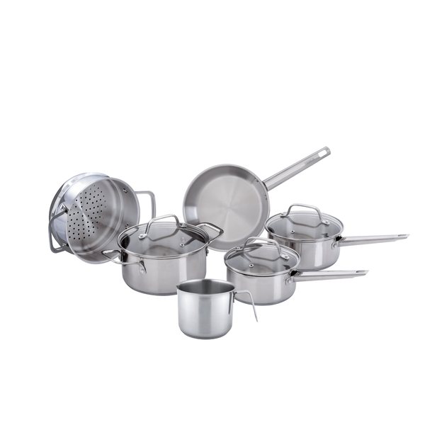 Jogo de Panelas Brinox City em Aço Inox e Fundo Triplo 6 Peças